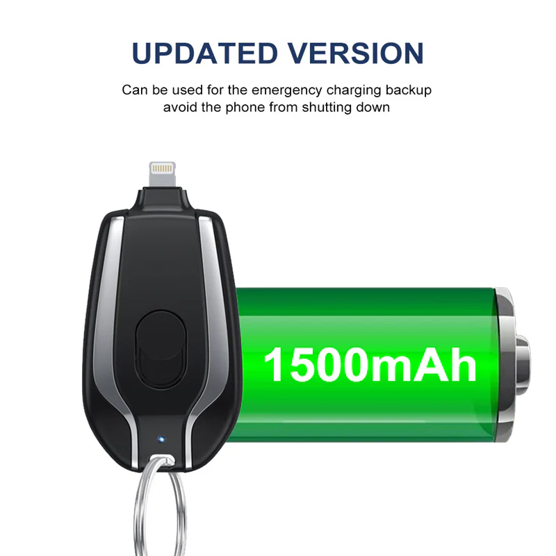1500mAh Mini Power Bank - Sleutelhanger - Noodgevallen - Snellader - Image 5